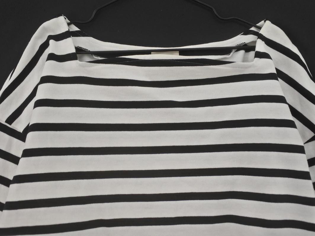 【信頼店舗】 Cygne シーニュ ボーダー ベルスリーブ ワイド幅 カットソー size1 白ｘ黒 ◎レディース