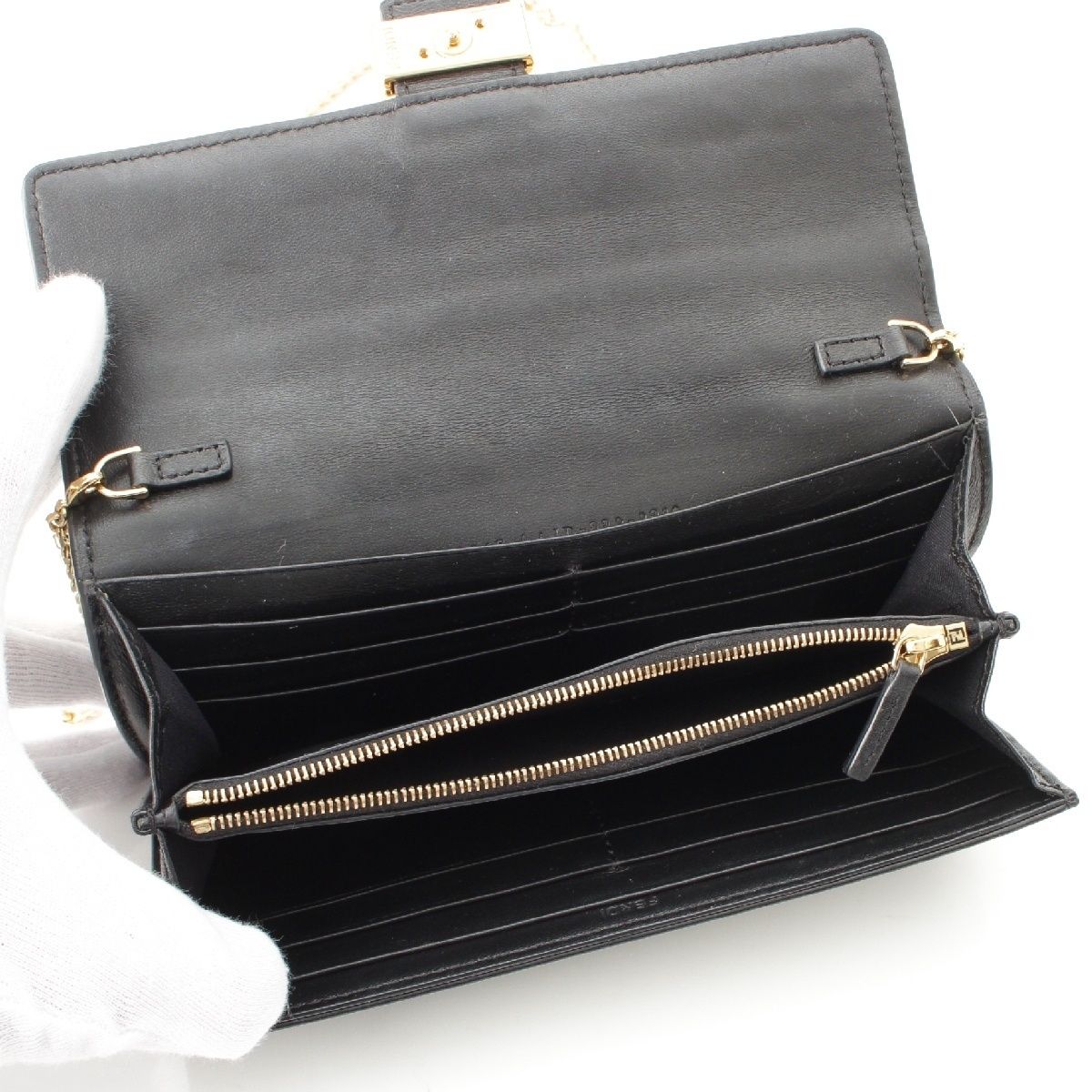 フェンディ レザー FFエンボス ズッカ チェーンショルダー ウォレット