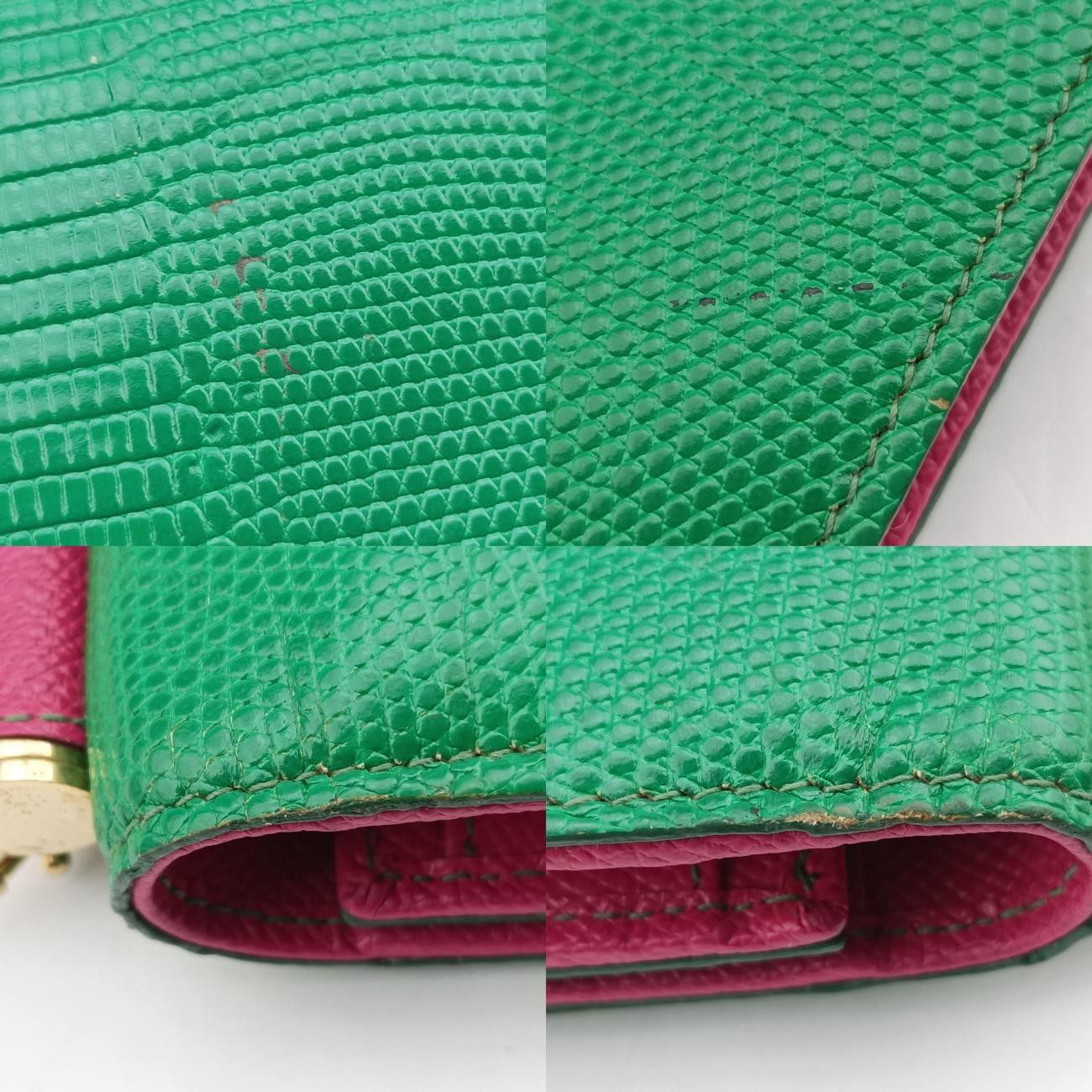 ドルチェ＆ガッバーナDolce - Gabbanaシシリーグリーン×ピンクレザー DECORATOM_COM_BR