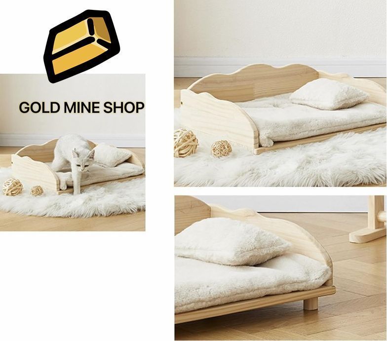 ペットベッド 木製フレーム付き犬ベッド|猫ベッド