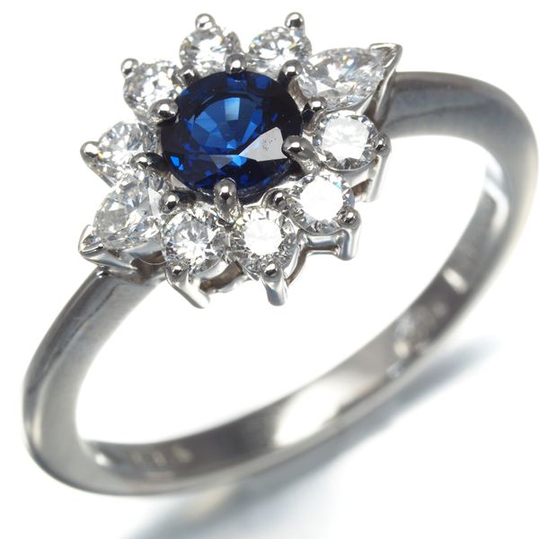 ガラード リング サファイア ダイヤ ダイヤモンド フラワー 10号 Pt950  