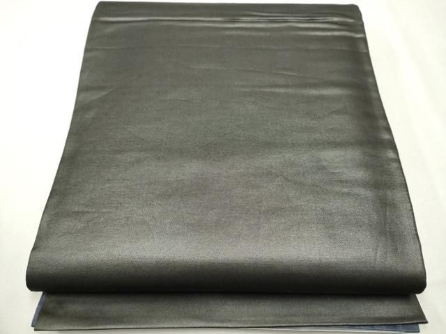 平和屋着物●染色作家 斉藤三才 両面 六通柄袋帯 三才鳥 黒橡色×白鼠色 引箔 正絹 CAAT1192hy