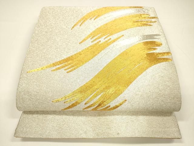 平和屋着物●国際的伝統工芸作家 十二代 藤林徳扇 苑寿 綴れ 太鼓柄袋帯 駒刺繍 流水文 正絹 DAAY8093cm