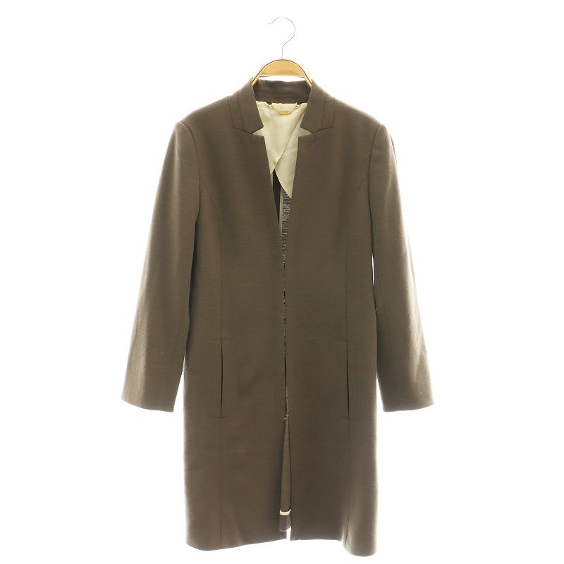 【新品】 SCAPA スプリングコート Mサイズ スキャパ SCAPA スプリングコート ノーカラー ウール 38 茶 /MI