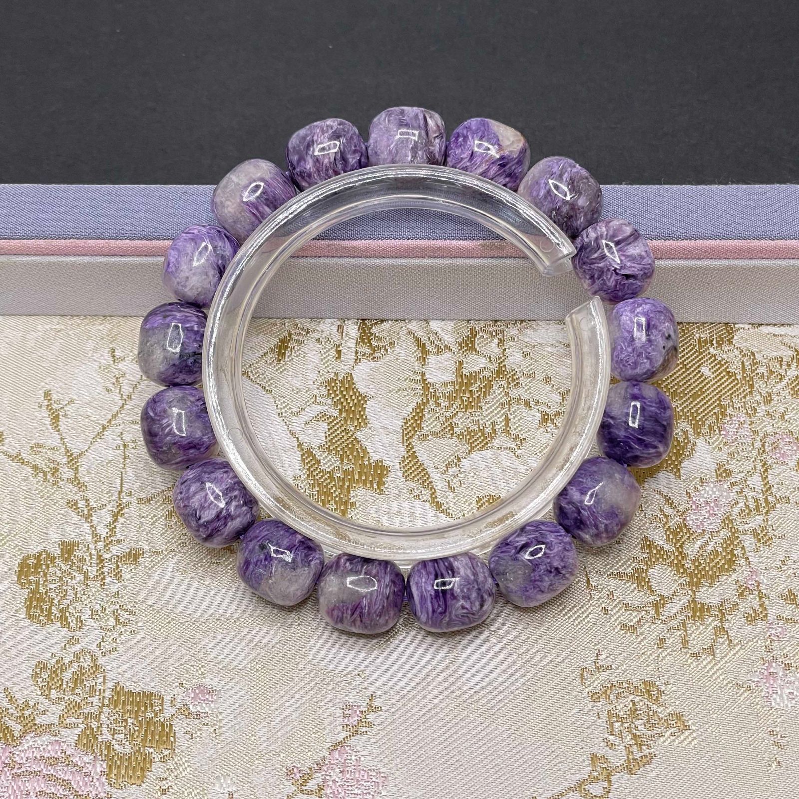 天然石☆【チャロアイト】☆天珠型ブレスレット 天然石B 11*12mm