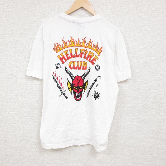 XL/古着 半袖 Tシャツ メンズ ドラマ ストレンジャーシングス コットン クルーネック 白 ホワイト spe 24feb22 中古