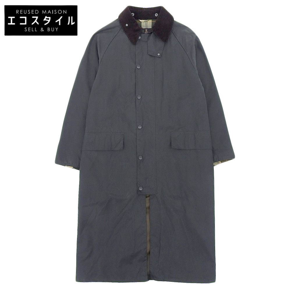 Barbour バブアー 美品 Barbour バブアー BURGHLEY バーレー ワックス コットン ロング コート メンズ ダークグリーン 38 232MWX1674 36