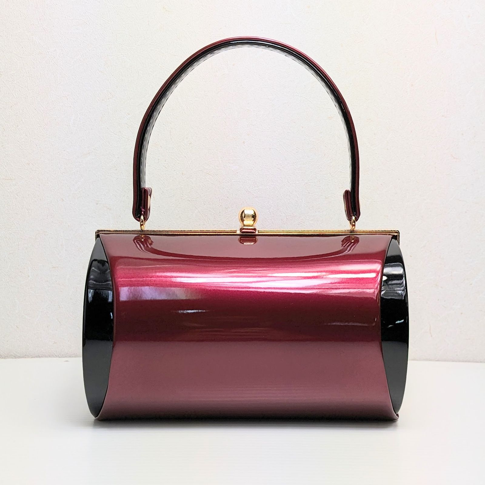 和装 草履バッグセット 振袖用 エナメル エンジ 黒 フリーサイズ w 18 3