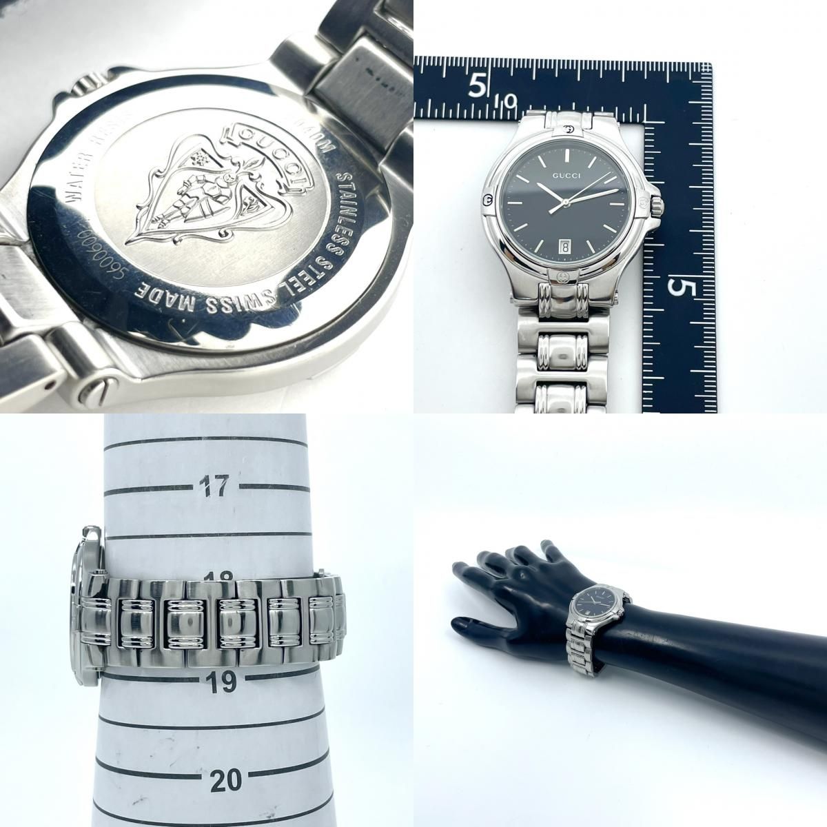 電池交換済/稼働品】GUCCI グッチ 9040M メンズ 腕時計 シルバー