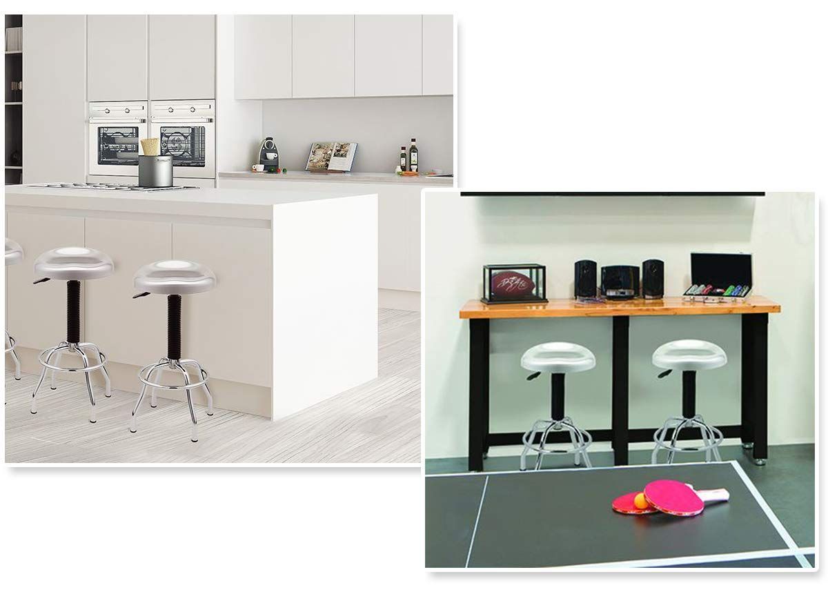 Seville ファッション Classics スツール シルバー 約35.6×65~76cm