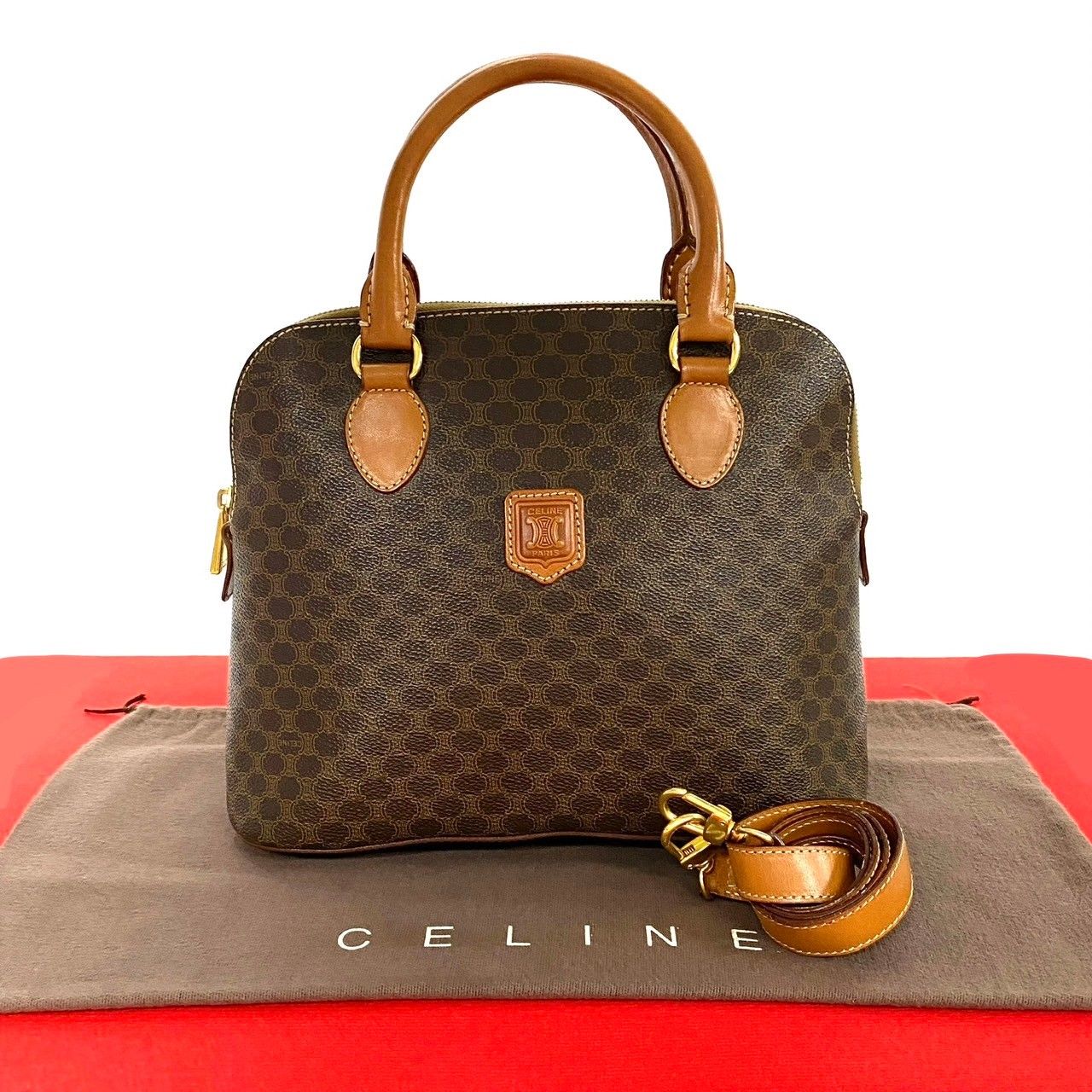 CELINE セリーヌ マカダム 柄 ブラゾン ロゴ PVC × レザー ミニ CELINE セリーヌ マカダム 柄 ブラゾン ロゴ PVC × レザー ミニ