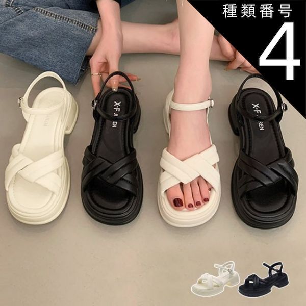 種類4:ブラック/24cm スポーツサンダル 厚底 レディース 厚底サンダル 