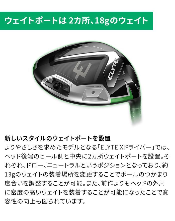 キャロウェイELYTE X ドライバー 10.5 VENTUS GREEN S ELYTE キャロウェイ X 10K ドライバー 10.5° S シャフト:VENTUS
