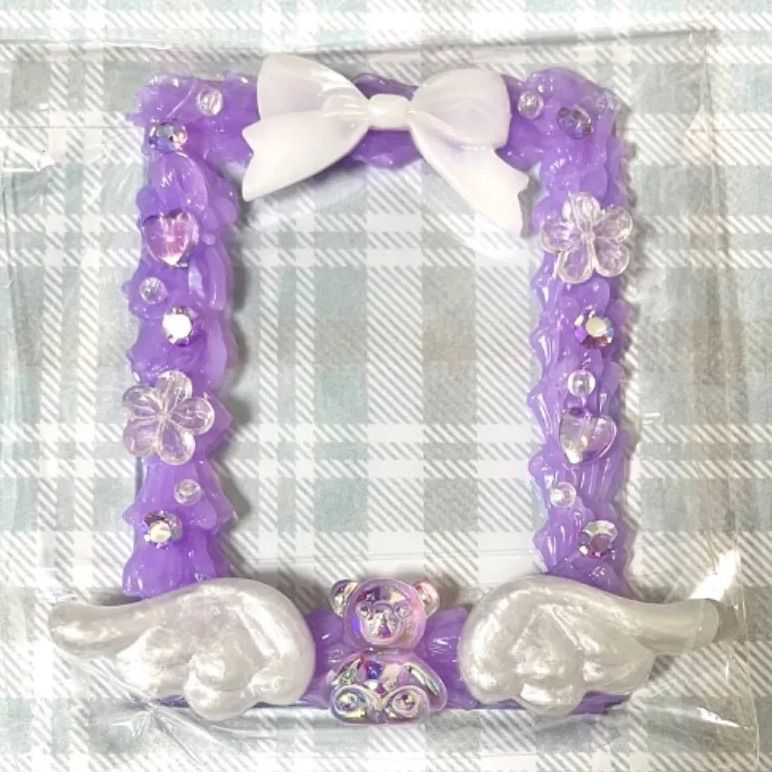 【ハンドメイド】ホイップデコ　羽子板　紫蝶レース ハンドメイド】ホイップデコ 羽子板 紫蝶レース ハンドメイド