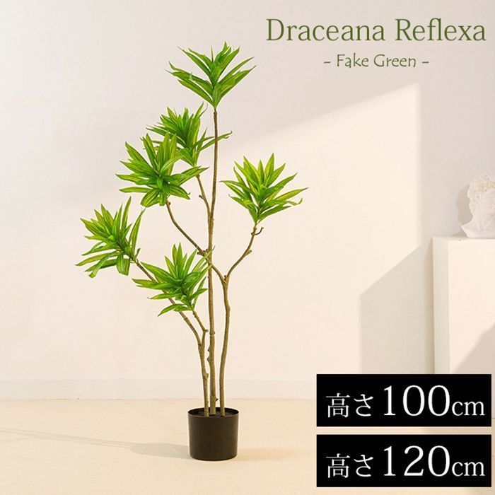 フェイクグリーン ドラセナレフレクサ 100cm 120cm 造花 人工観葉植物 フェイク 百合竹 ユリ竹 アートグリーン 緑 グリーン 癒し リラックス 植木 枯れない 水やり不要 飾り 黒鉢付き yjia03