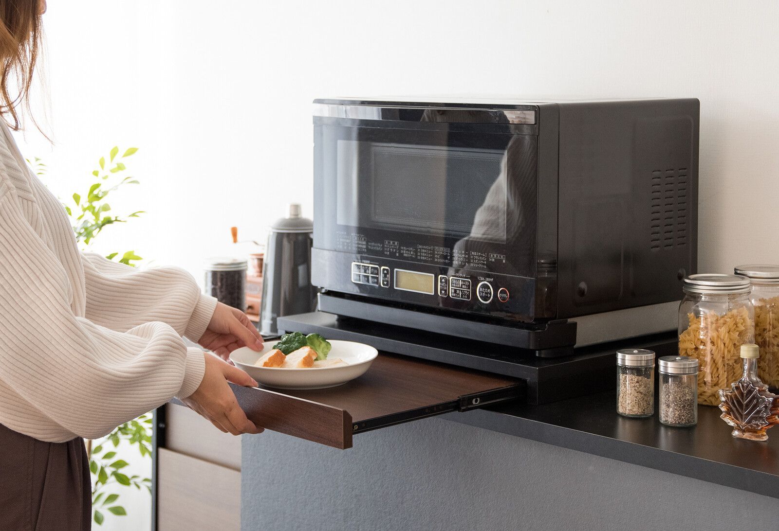 ♪レンジ下における スライドトレー キッチン キッチングッズ レンジ下 キッチントレー