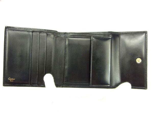 Cartier カルティエ　三つ折り財布　ブラック Cartier カルティエ ガーランドドゥカルティエ 三つ折り財布