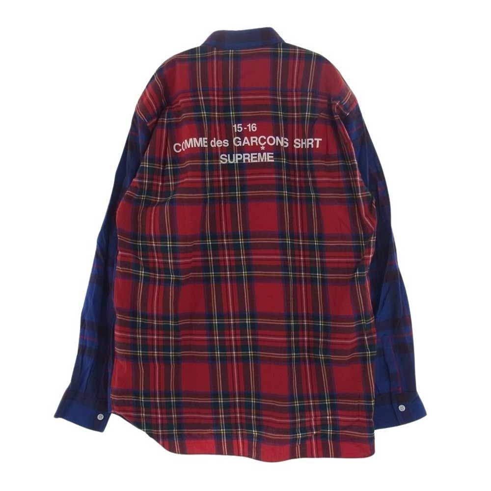 Supreme シュプリーム 長袖シャツ 15AW × COMME des GARCONS SHIRT Button-Down Shirt コムデギャルソン バックロゴプリント チェック 長袖 シャツ M【中古】 Supreme シュプリーム 長袖シャツ 15AW × COMME des GARCONS SHIRT