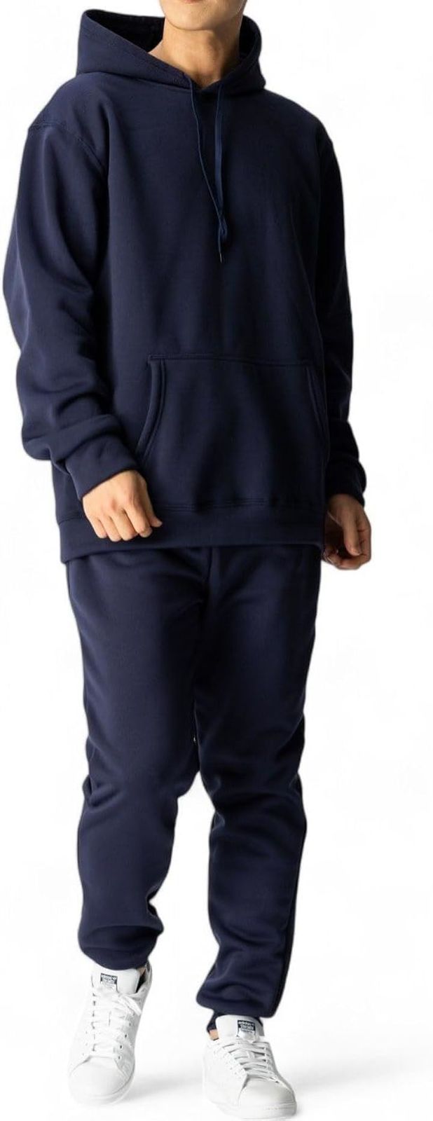 BENQUE(ベンケ) 肌触りが心地良いジャージ メンズ 上下 裏起毛 厚手 長袖 部屋着 暖かい スウェット 秋冬 ルームウェア フード付き セットアップ(ネイビー，  2XL)