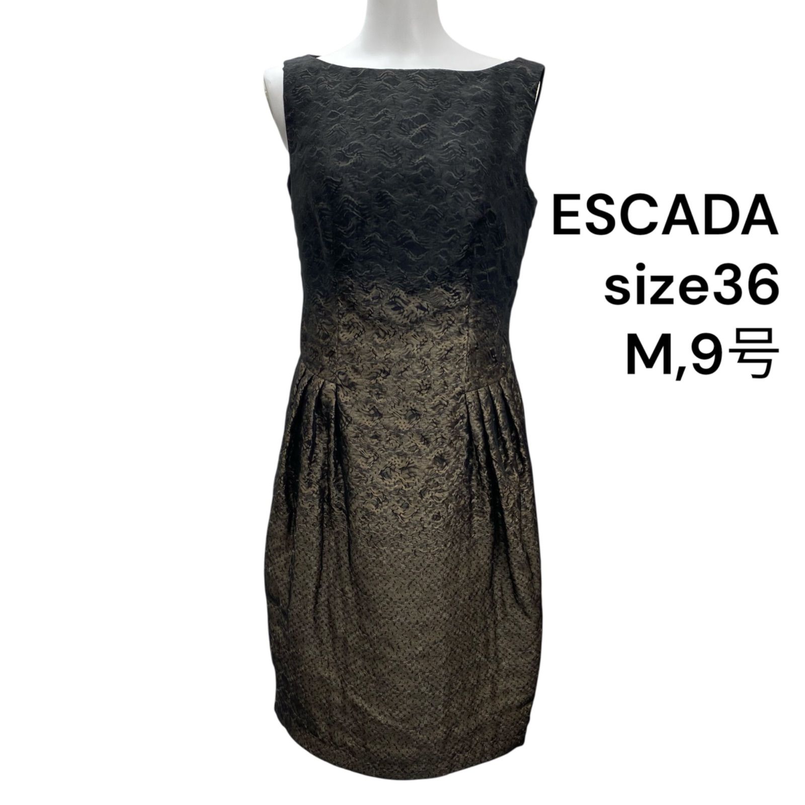 ◇エスカーダ ESCADA ワンピース 膝丈 ノースリーブ シルク ウール 