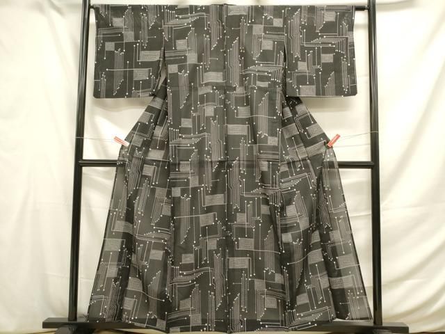 平和屋着物○上質な小紋 墨流し文様 正絹 逸品 CAAQ9444th