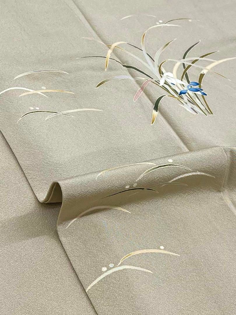 本加賀友禅 柿本一郎 訪問着 落款入 露芝 菖蒲 花 正絹 - メルカリ