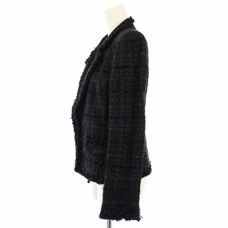 ルネ Rene TISSUE テーラードジャケット ツイード 38 黒 6333220 /TK  