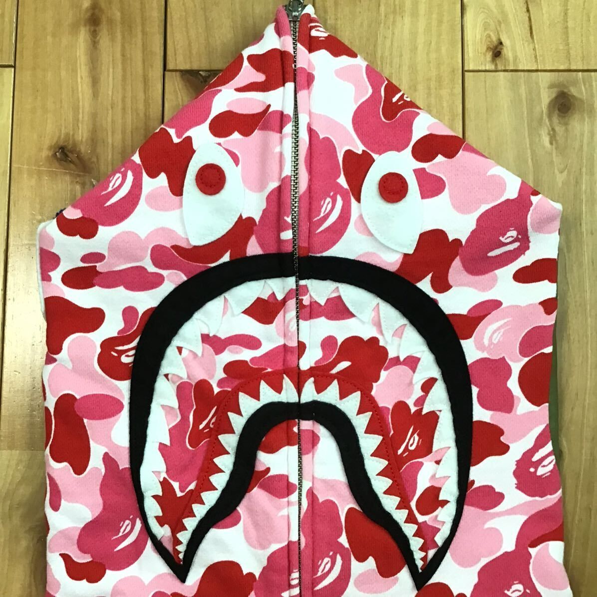XL ABC camo Pink シャーク パーカー shark full zip hoodie a