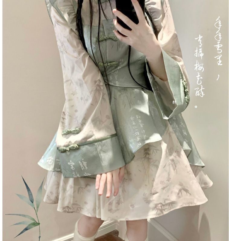 『竹杳』チャイナドレス ロリータ コスプレ 漢服 ワンピース M 竹杳』チャイナドレス 中華風 ロリータ コスプレ 漢服