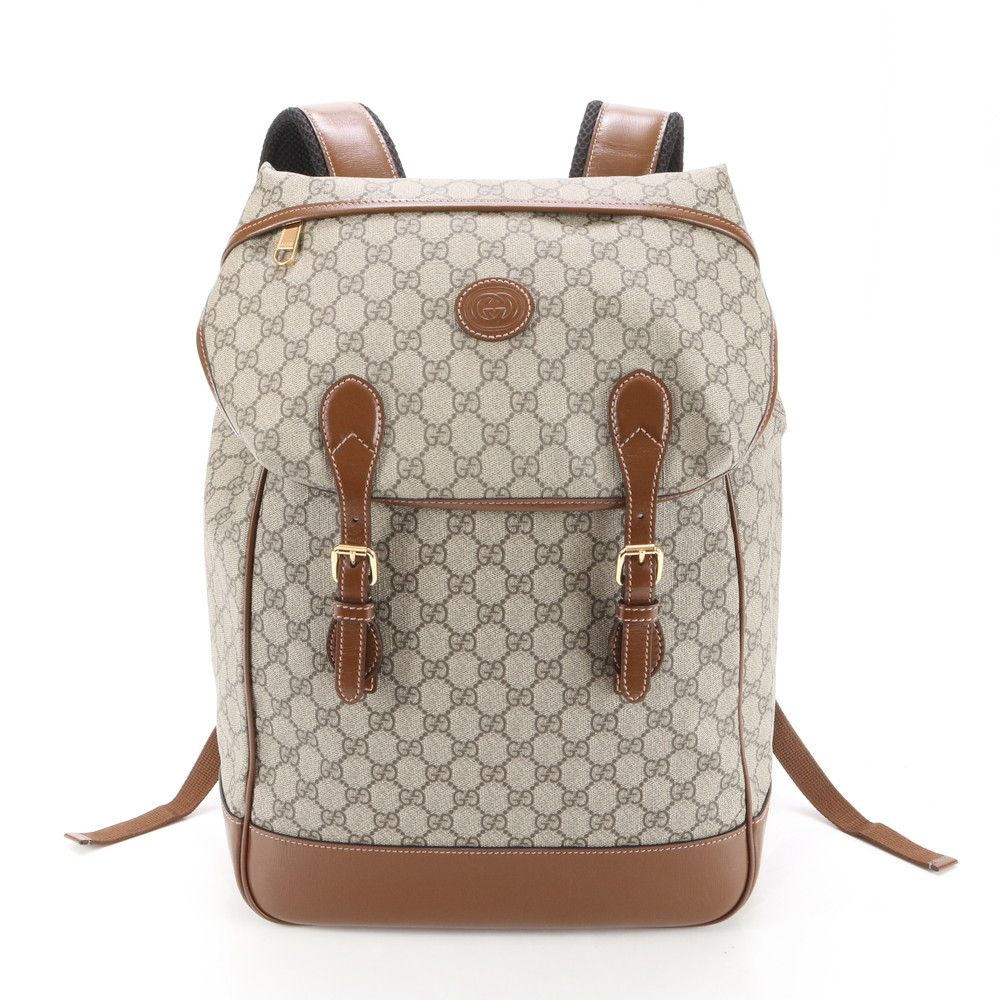 【極美品】グッチ　リュック　GGスプリーム　インターロッキング　PVC 黒 極美品 現行型 グッチ GGスプリーム インターロッキングG