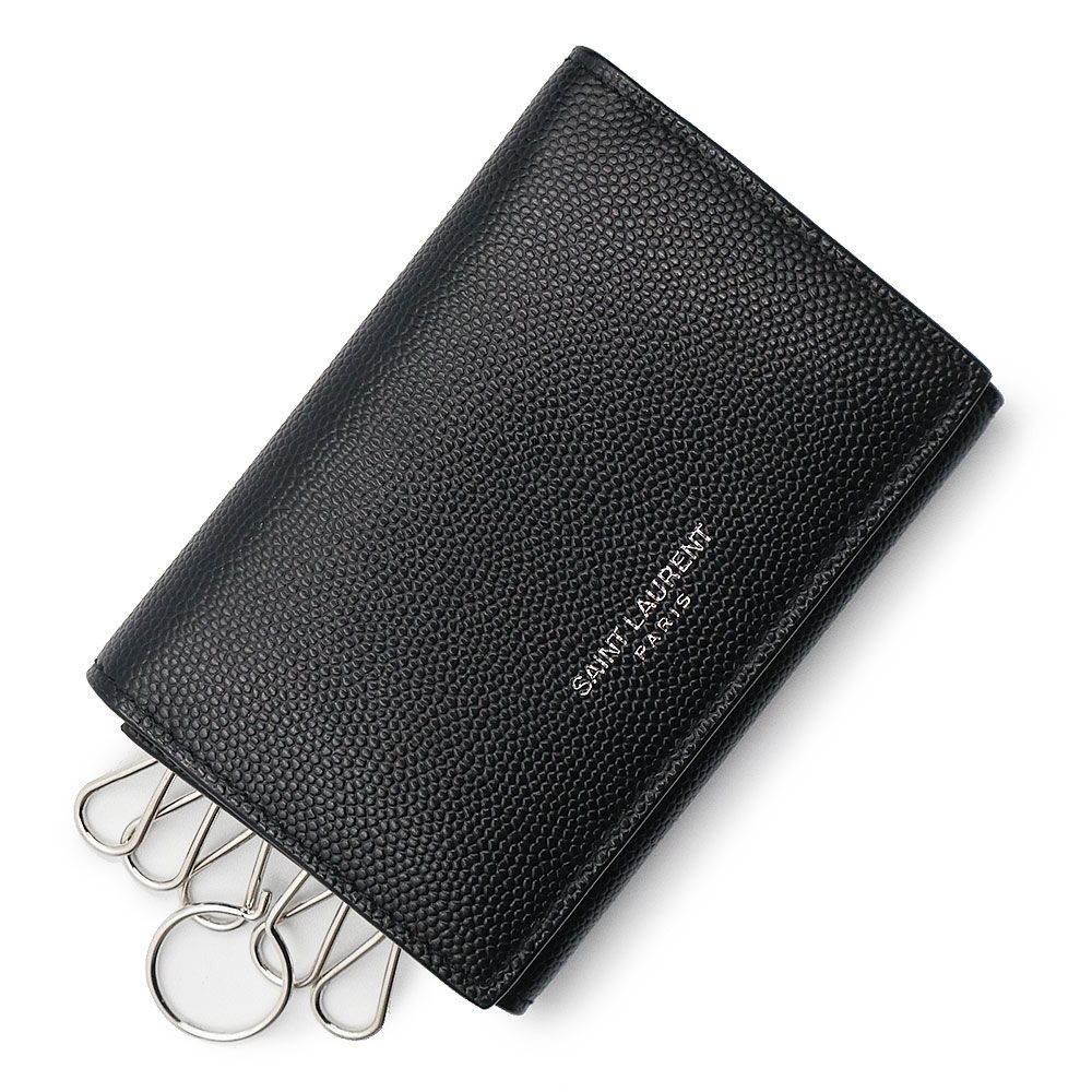 サンローランパリ 6連 キーケース カーフスキン レザー ブラック シルバー金具 485634 SAINT LAURENT PARIS ♥ 展示品