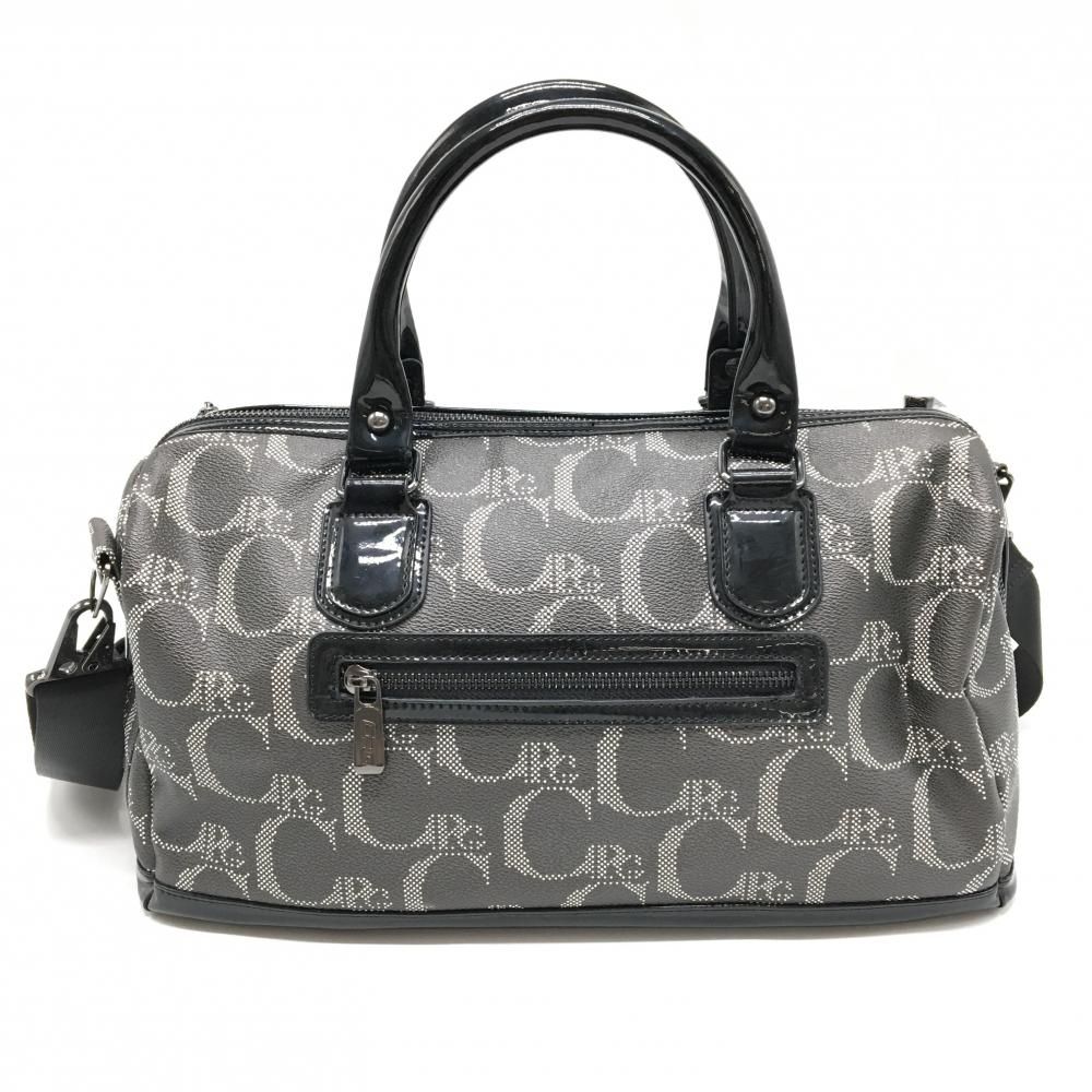 CPG 2 WAYボストンバッグ グレー×白 ロゴ総柄 カートバッグ 内外ポケット付 ショルダーストラップ着脱可ゴルフ