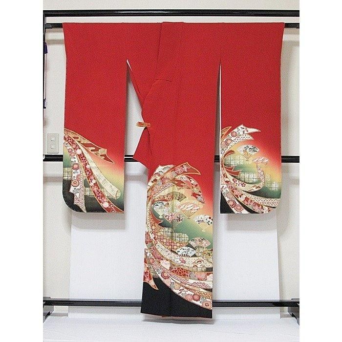 振袖 幾久重袖 未使用 束ね熨斗 緋色 160cm - メルカリ