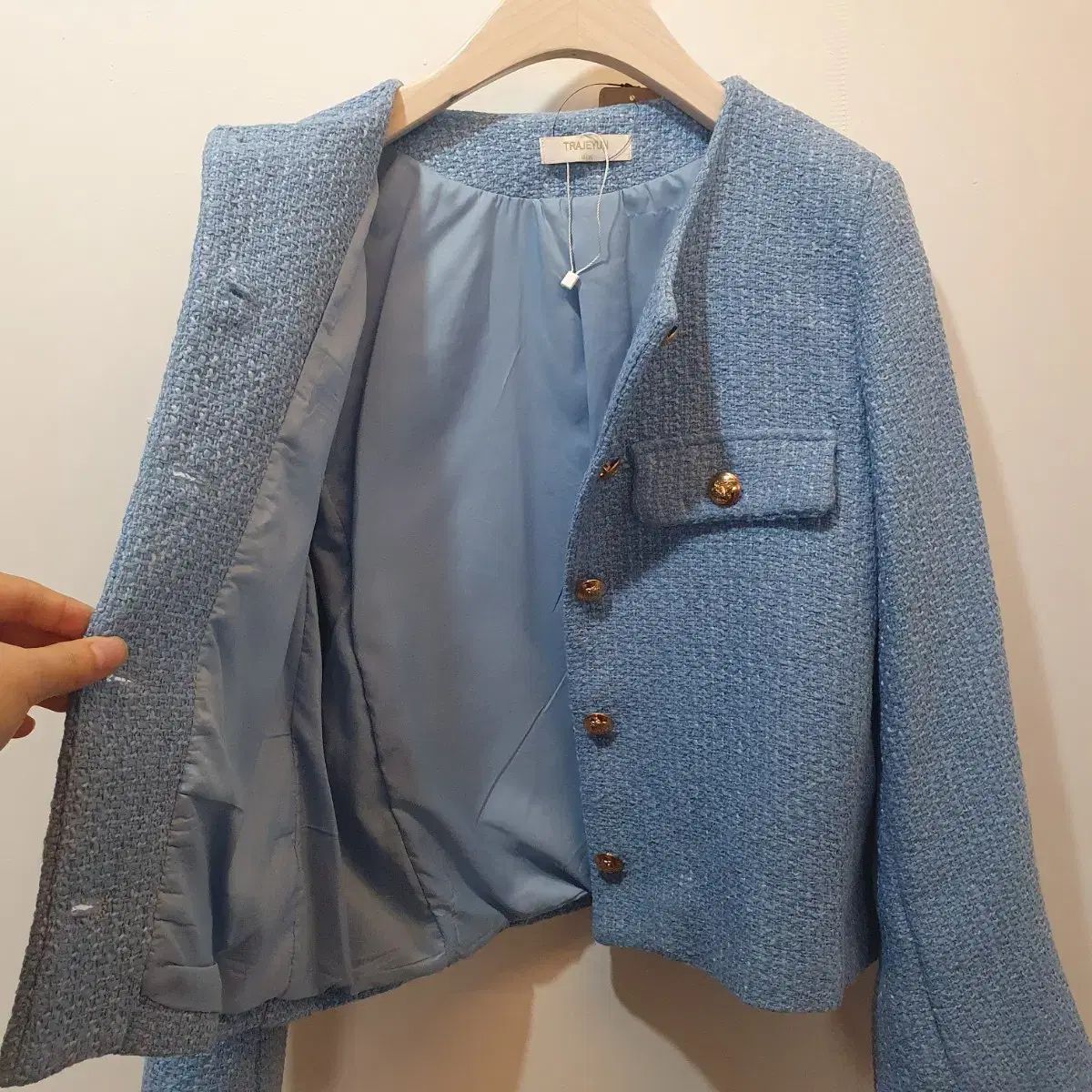  ライトブルー ツイード ジャケット テーラードジャケット ジャケット アウター