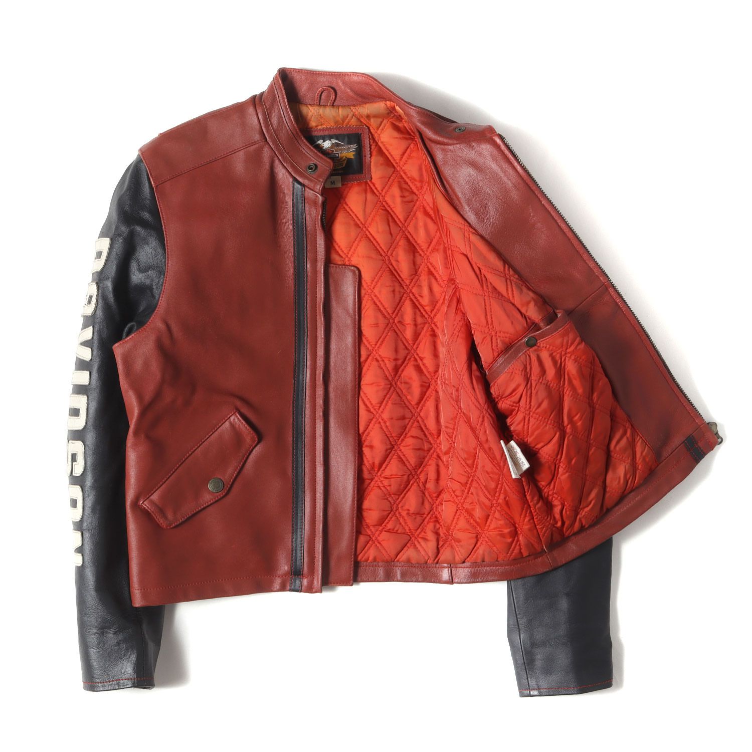 希少✨　ハーレーダビッドソン　シングルライダース　ワインレッド　キルティング　M 希少✨ハーレーダビッドソンシングルライダースワインレッドキルティングM