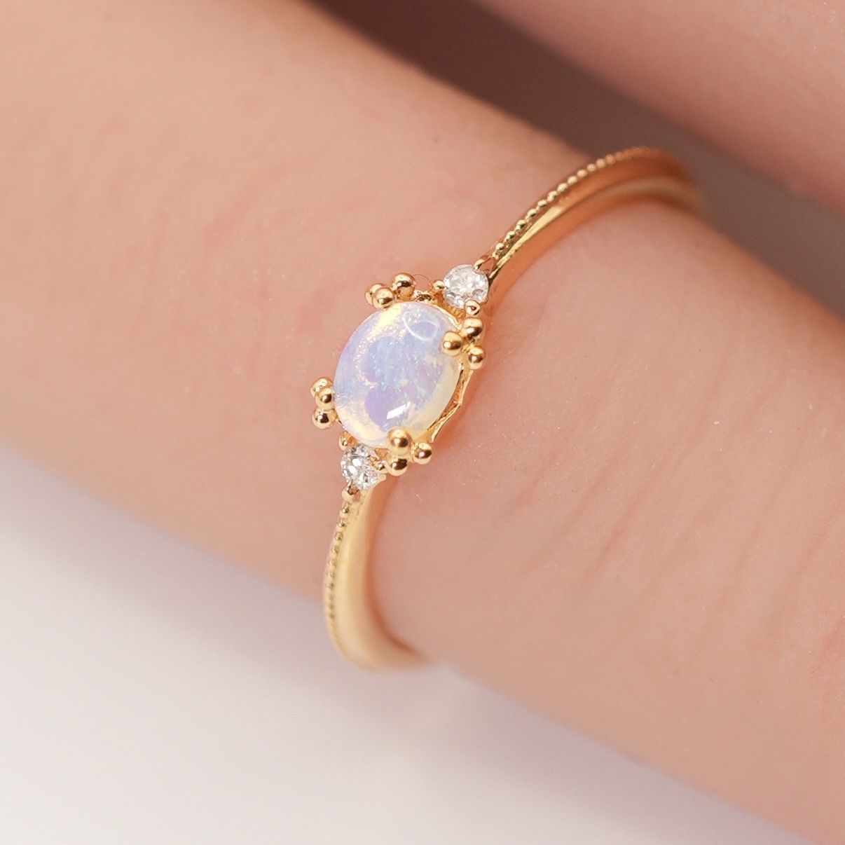 美品 アガット オパール×ダイヤモンド K18 リング /24-3495S - メルカリ 