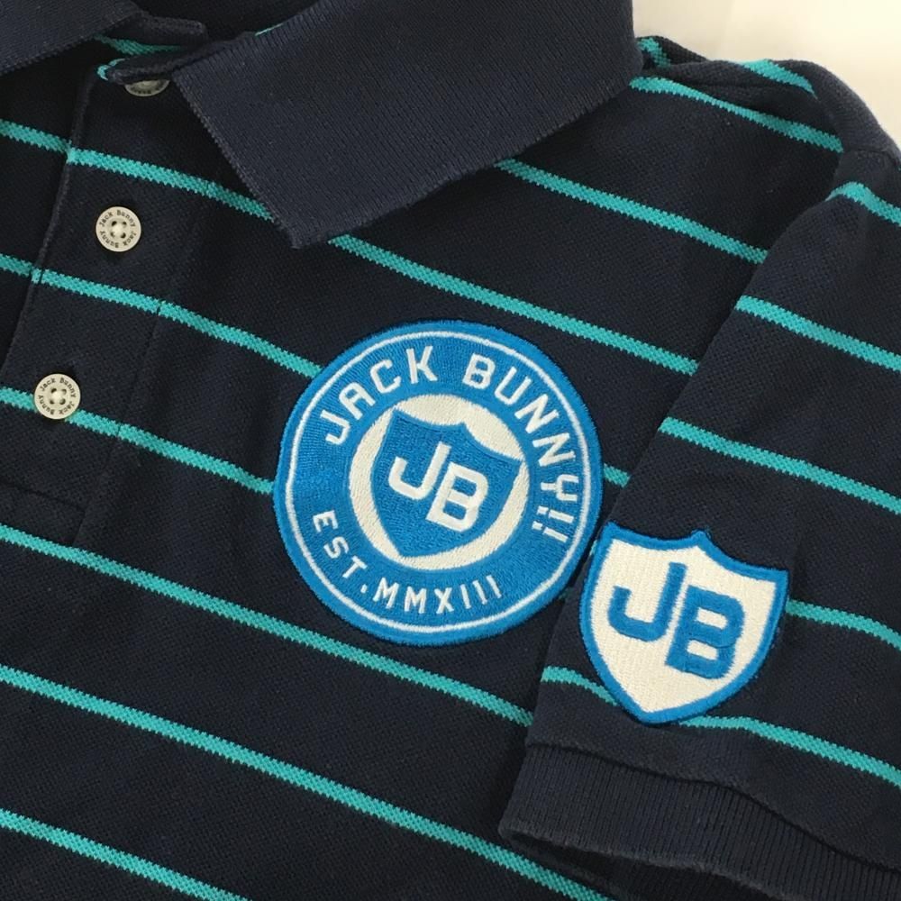ジャックバニー 半袖ポロシャツ ネイビー×ライトブルー ボーダー