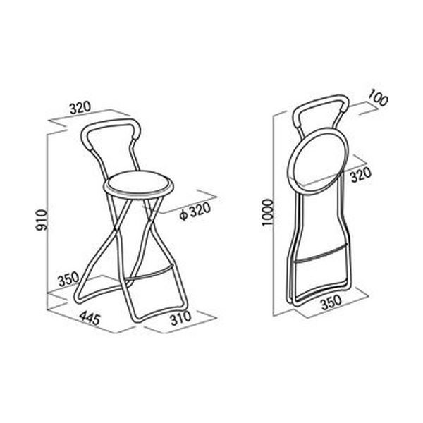 折りたたみ椅子 幅35cm ブラック×ブラック 日本製 スチールパイプ