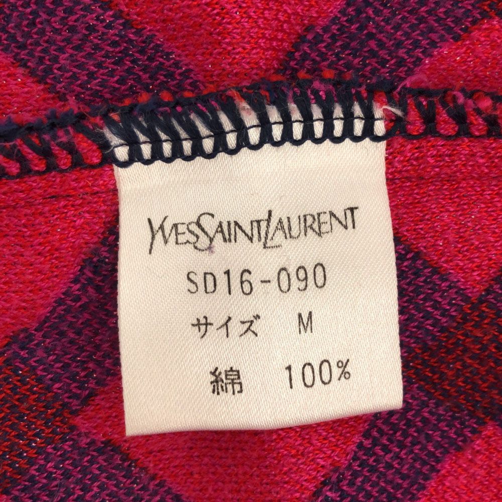 Yves Saint Laurent - イヴサンローラン 90s 総柄 長袖 ニットカーディガン M ネイビー×レッド YVES SAINT LAURENT オールド ヴィンテージ レディース イヴサンローラン 90s 総柄 長袖 ニットカーディガン M ネイビー