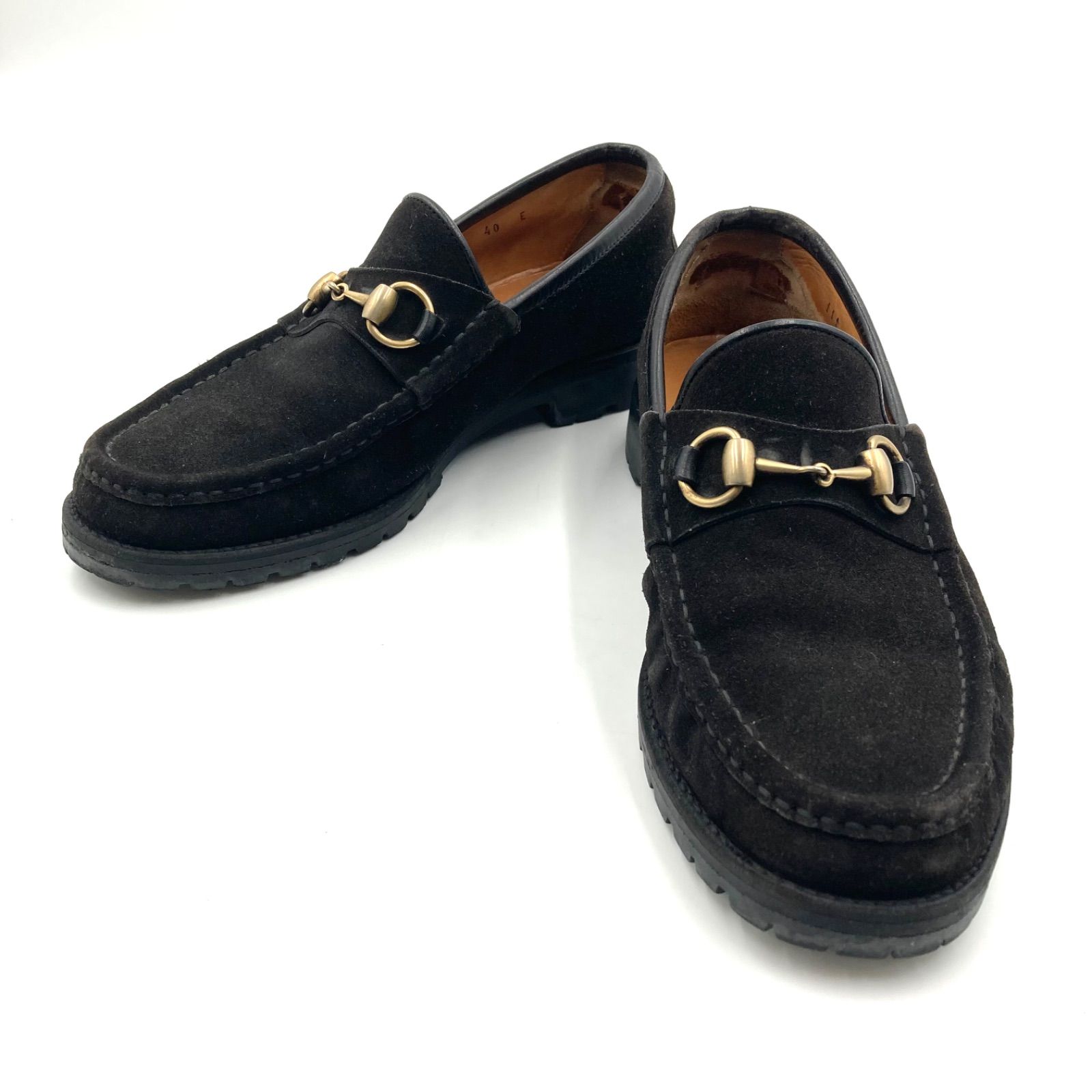 【美品】GUCCI グッチ40E ホースビットローファー 黒 ゴールド GUCCI グッチ ホースビットローファー スエード レザー 革靴