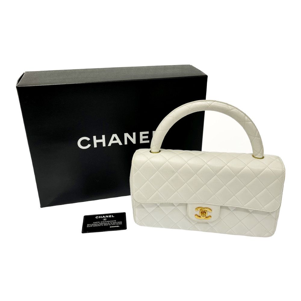 中古】【箱付き】 CHANEL シャネル ラムスキン マトラッセ ココマーク 親子バッグ ホワイト 139752 ハンドバッグ - メルカリ