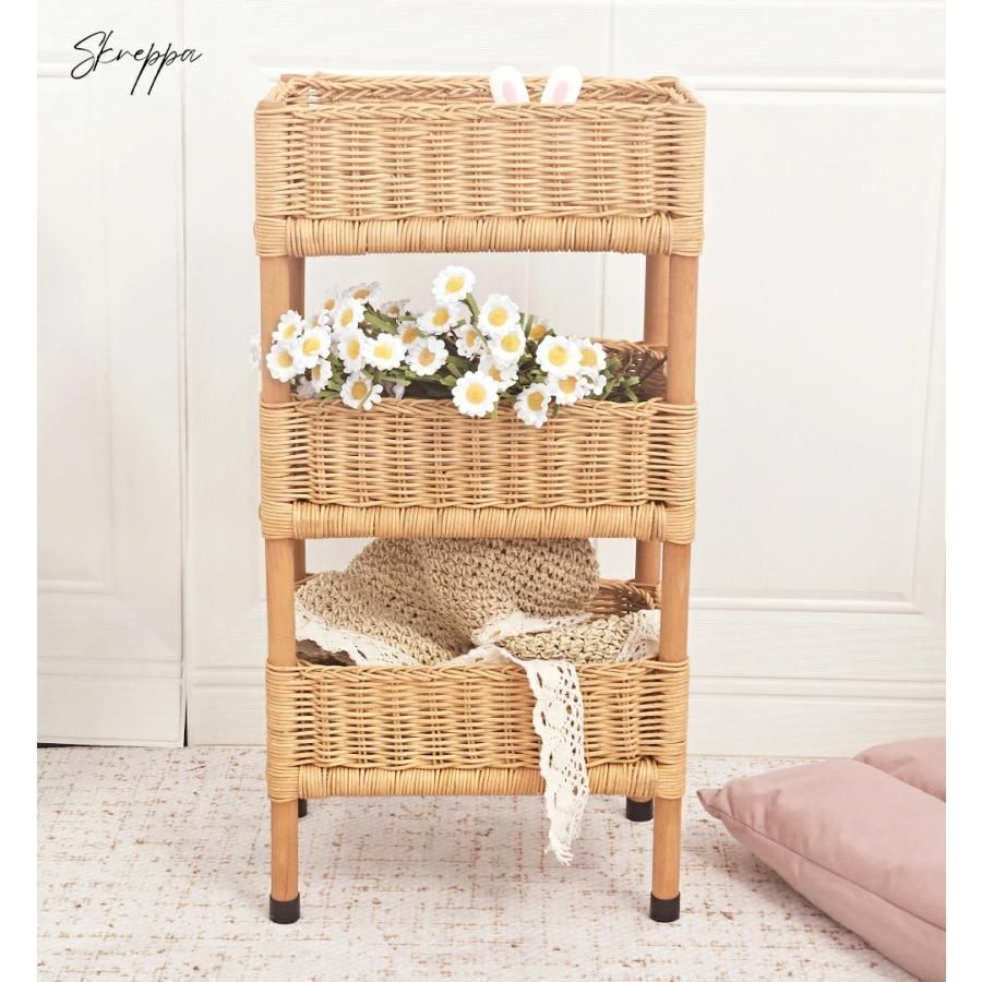 ラタン 脱衣籠 ラック 収納 家具 アンティーク アジアン ワゴン レトロ