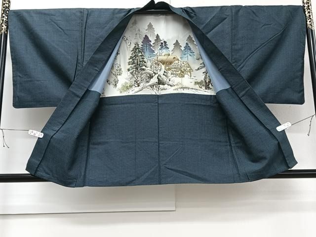 平和屋着物○男性 お召 アンサンブル 100亀甲 正絹 逸品 CAAR8136vf