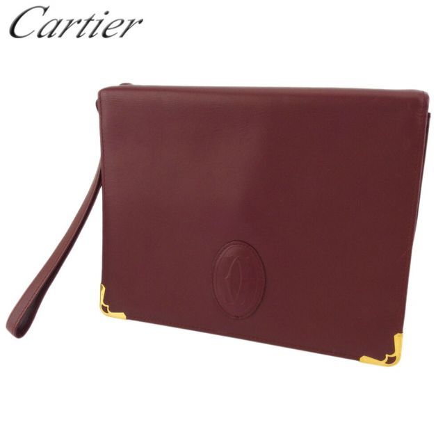 カルティエ クラッチバッグ セカンドバッグ バッグ レディース メンズ マストライン ボルドー ゴールド レザー Cartier T18763S 