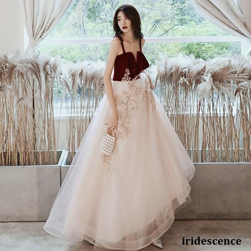 ドレス パーティードレス 演奏会 ワンピース 結婚式 披露宴 ベアトップ Aライン ロングドレス キャミソール フリル サテン チュール シフォ
