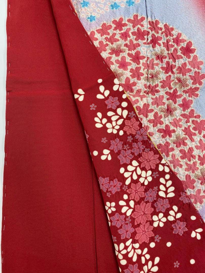 振袖 仮絵羽 舞台衣装 滝泰 金通し 相良刺繍 正絹 未仕立て品 八掛付き 
