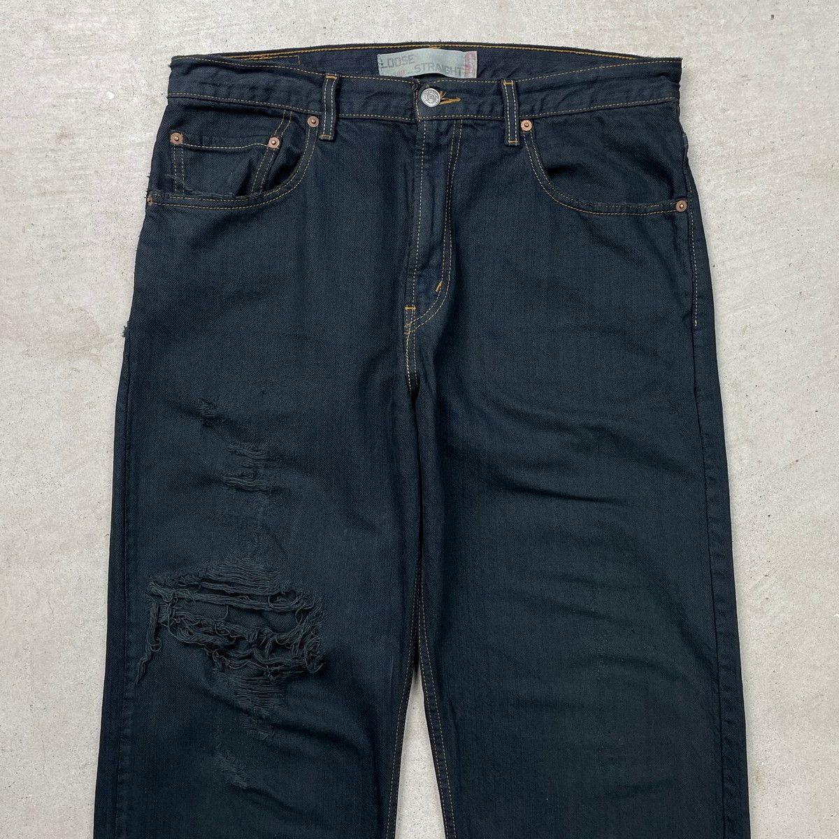 Levi's リーバイス 569 ブラックデニムパンツ ルーズストレート 後染め