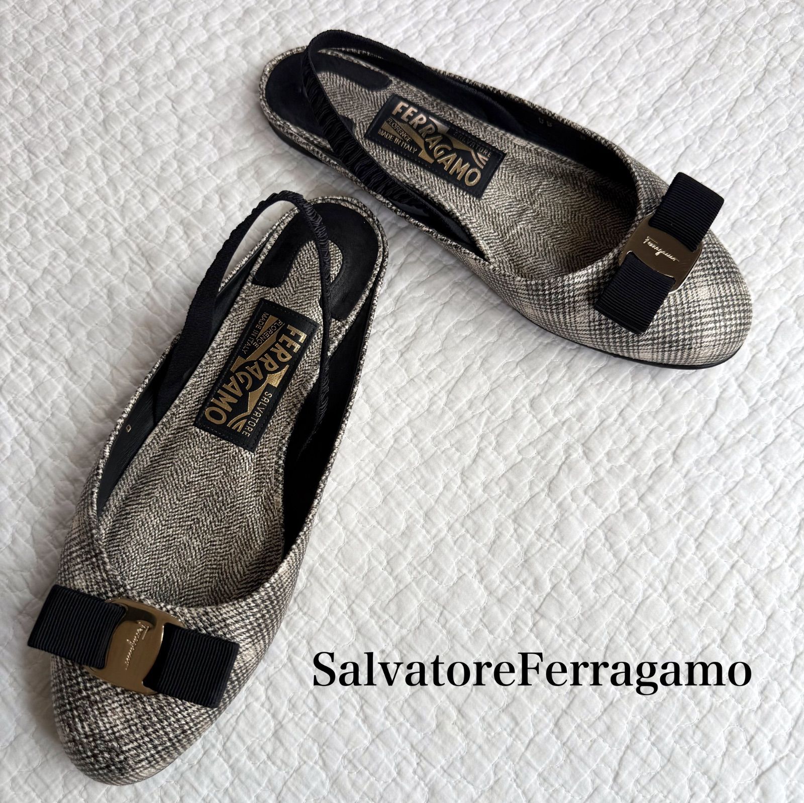未使用 SalvatoreFerragamo ヴァラリボン デニムサンダル Salvatore Ferragamo - 美品 サルヴァトーレ フェラガモ