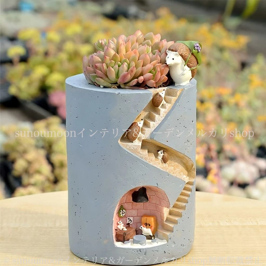 ガーデン 動物 ガーデンインテリア プランター 小動物 おしゃれ 4-7 鉢植え ハリネズミ かわいい 雑貨 お洒落 アニマル インテリア 庭の装飾 ガーデニング 植木鉢 ガーデン雑貨 樹脂 ミニチュア風