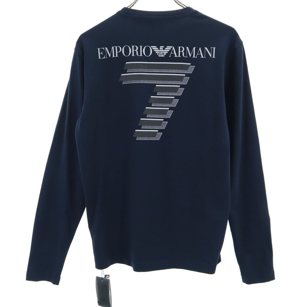 未使用 エンポリオアルマーニ EA7 バックプリント 長袖 Tシャツ M ネイビー Emporio Armani ロンT メンズ